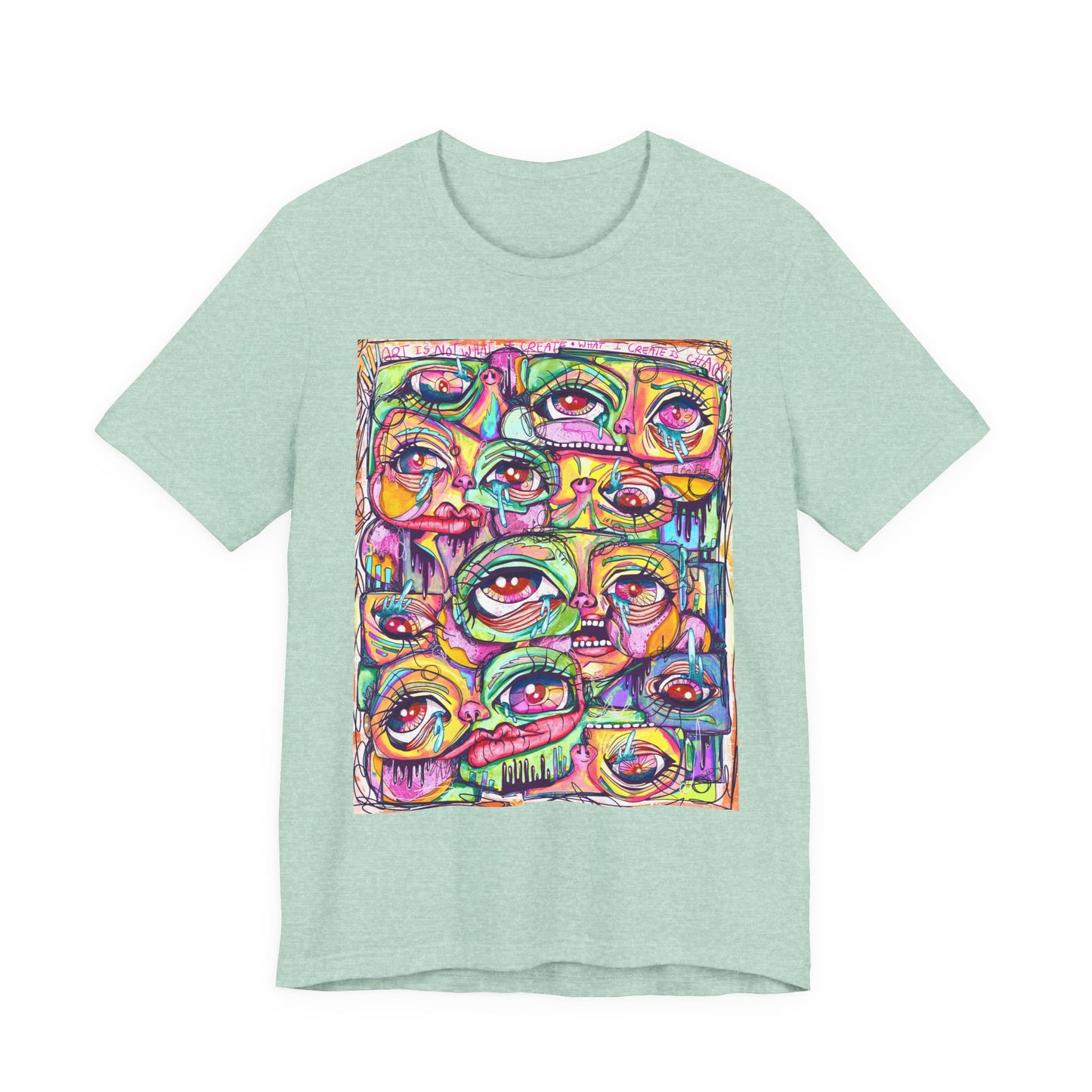 Colorful Chaos of Expressive Faces Unisex Jersey Short Sleeve Tee