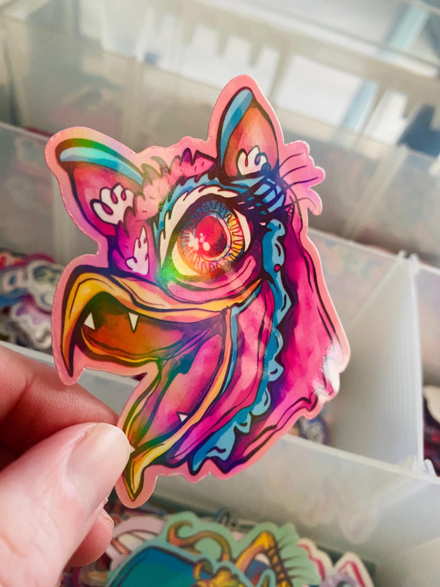 Weird Birb Sticker | Furby Inspired Nostalgia Art | Holographic Vinyl Decal