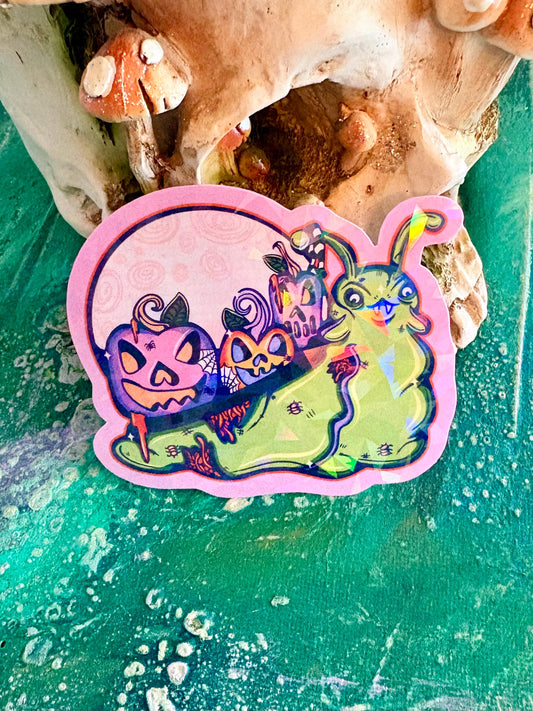 Handmade Sparkly Boogey Monster Snail Holographic Sticker - Hollie Day Art