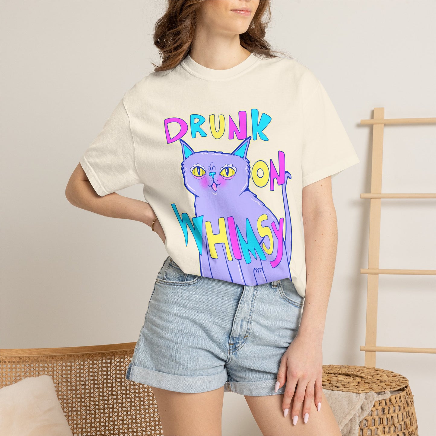 Drunk On Whimsy Cat Tee - Unisex Garment-Dyed T-shirt