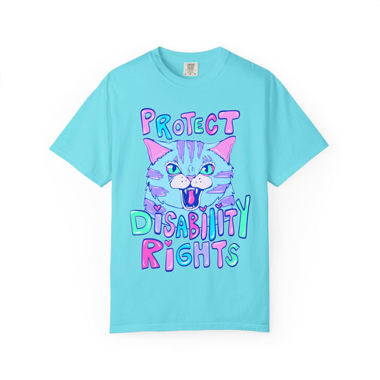 Protect Disability Rights Cat Tee - Unisex Garment-Dyed T-shirt