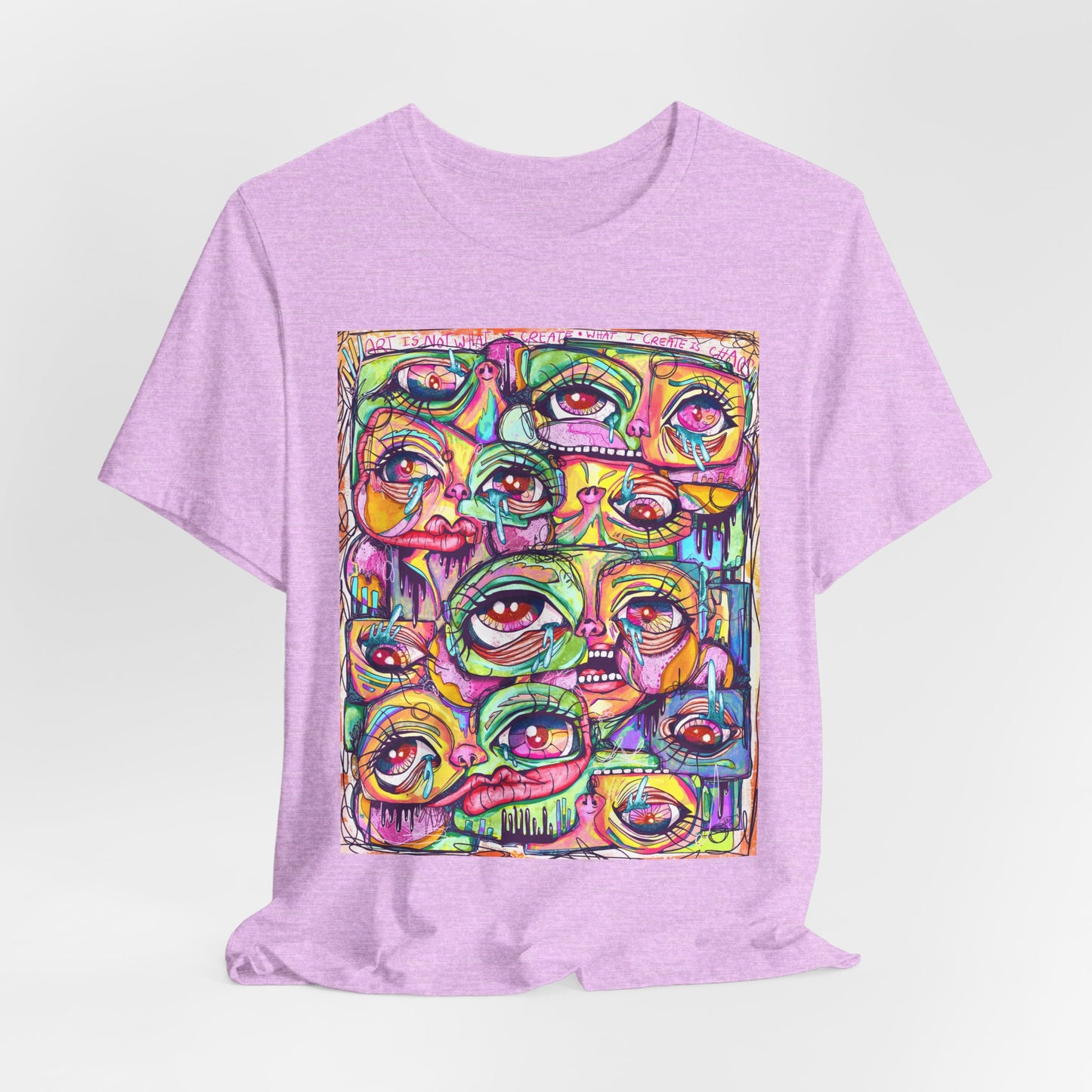 Colorful Chaos of Expressive Faces Unisex Jersey Short Sleeve Tee