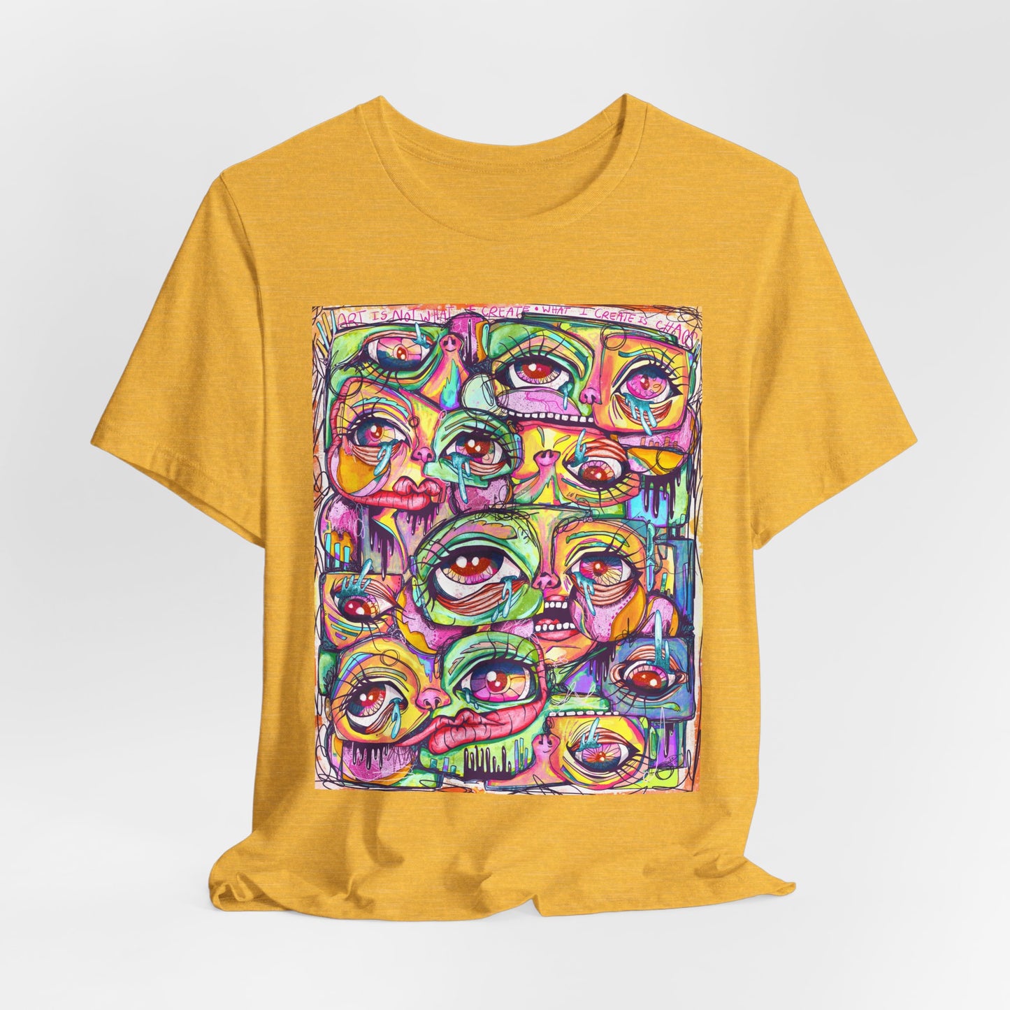 Colorful Chaos of Expressive Faces Unisex Jersey Short Sleeve Tee