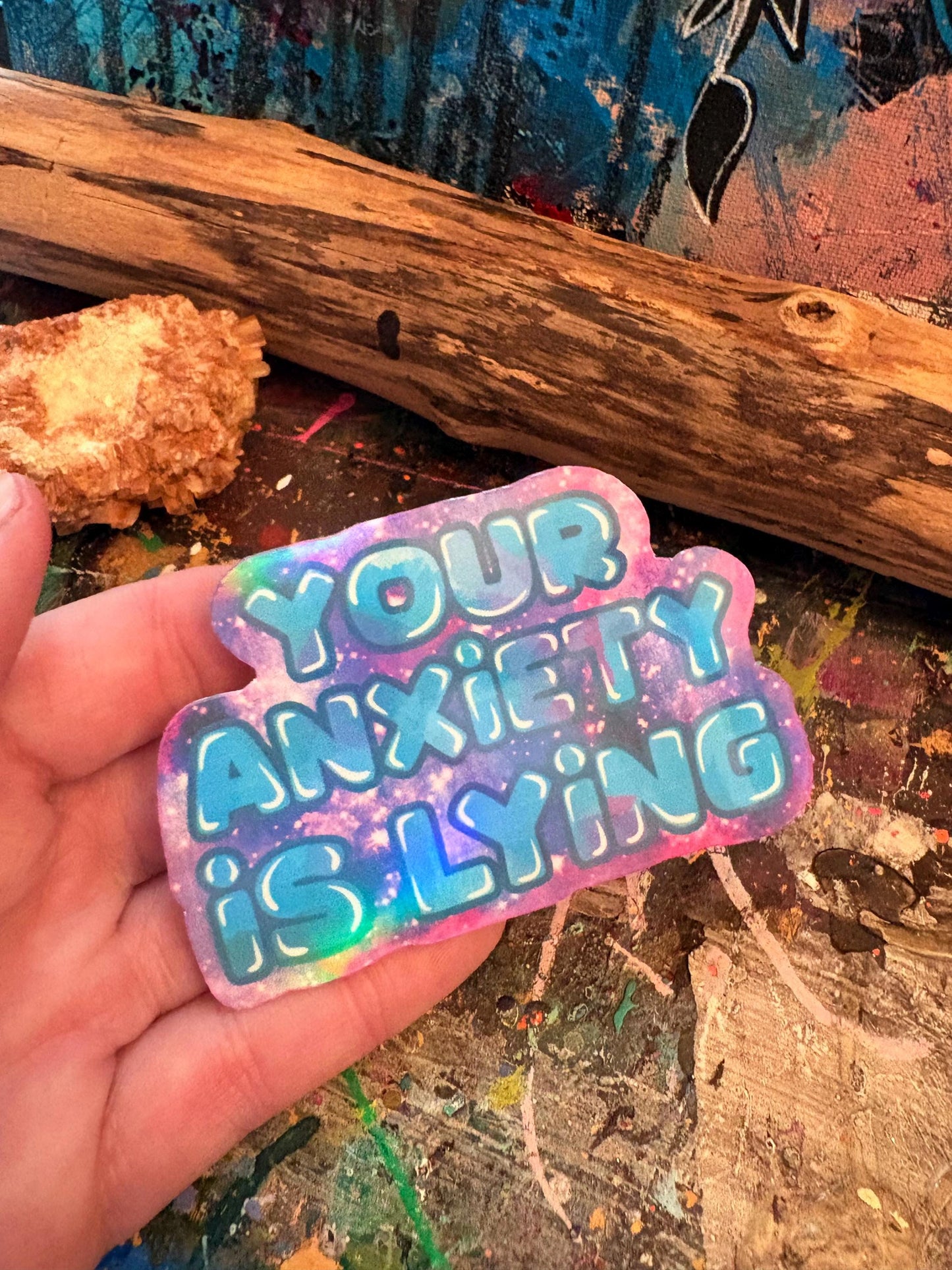 Anxiety is Lying Sticker: Hand-Drawn Mental Health Vinyl Sticker