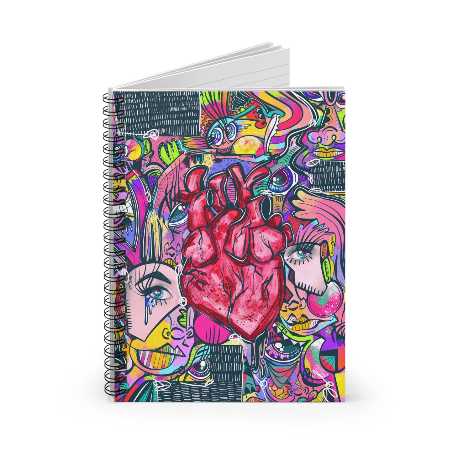 Rainbow Hearts Cubism Spiral Notebook - Ruled Line