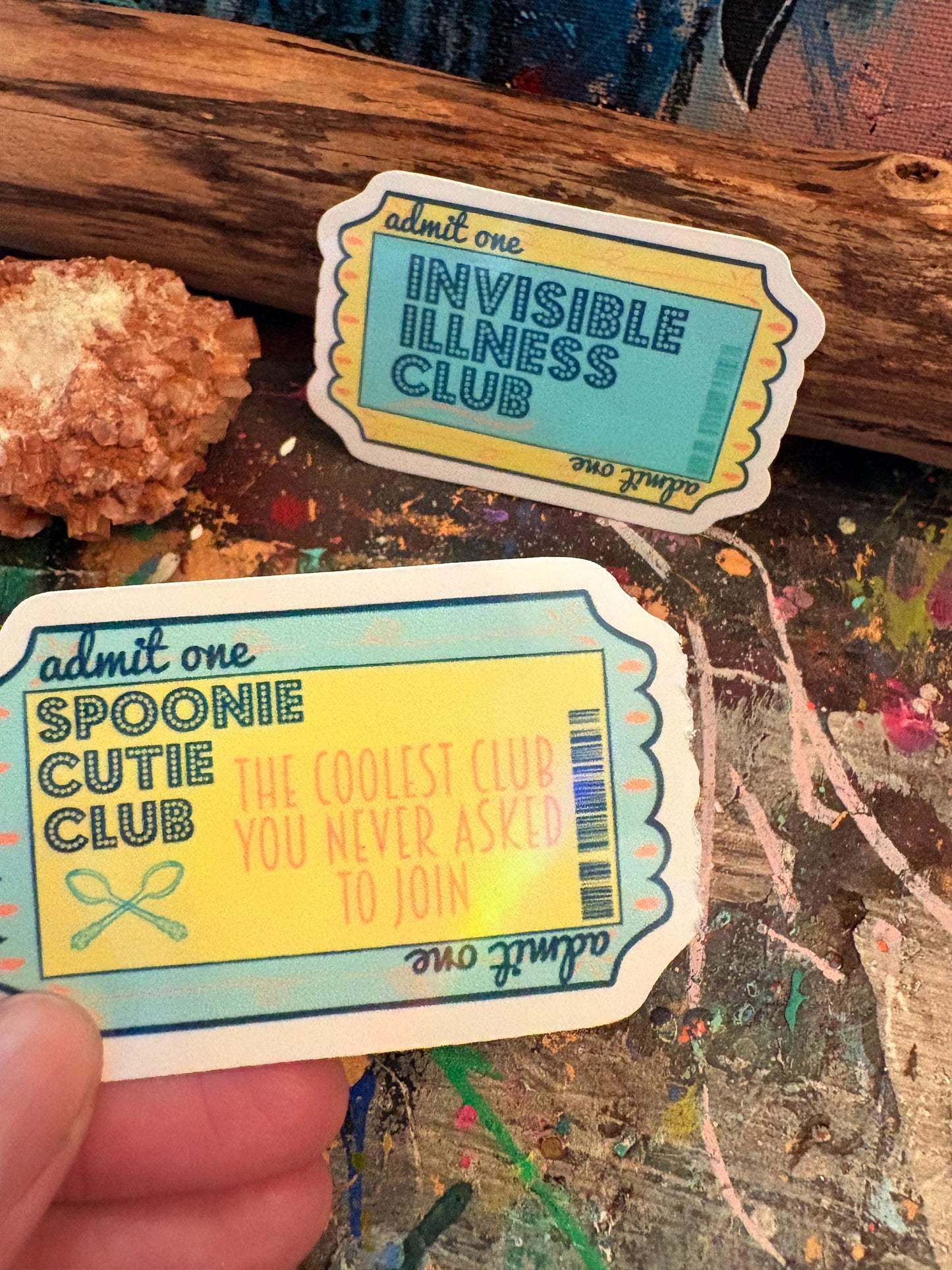 Handmade Sparkly Spoonie Sticker Set: Holographic Invisible Illness Awareness