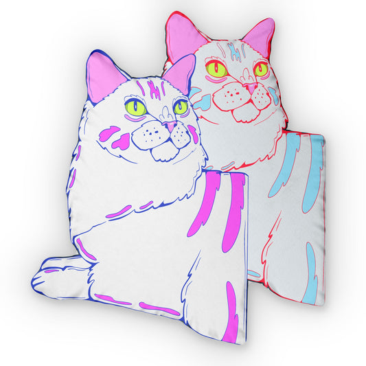 A Tale of Twin Kitties Shaped Pillow