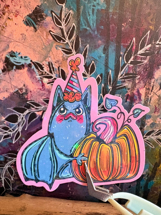 Holographic Bat Sticker: Spooky Halloween Familiar