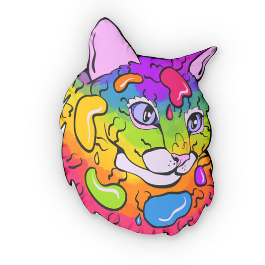 Rainbow Floofy Cat Shaped Pillows