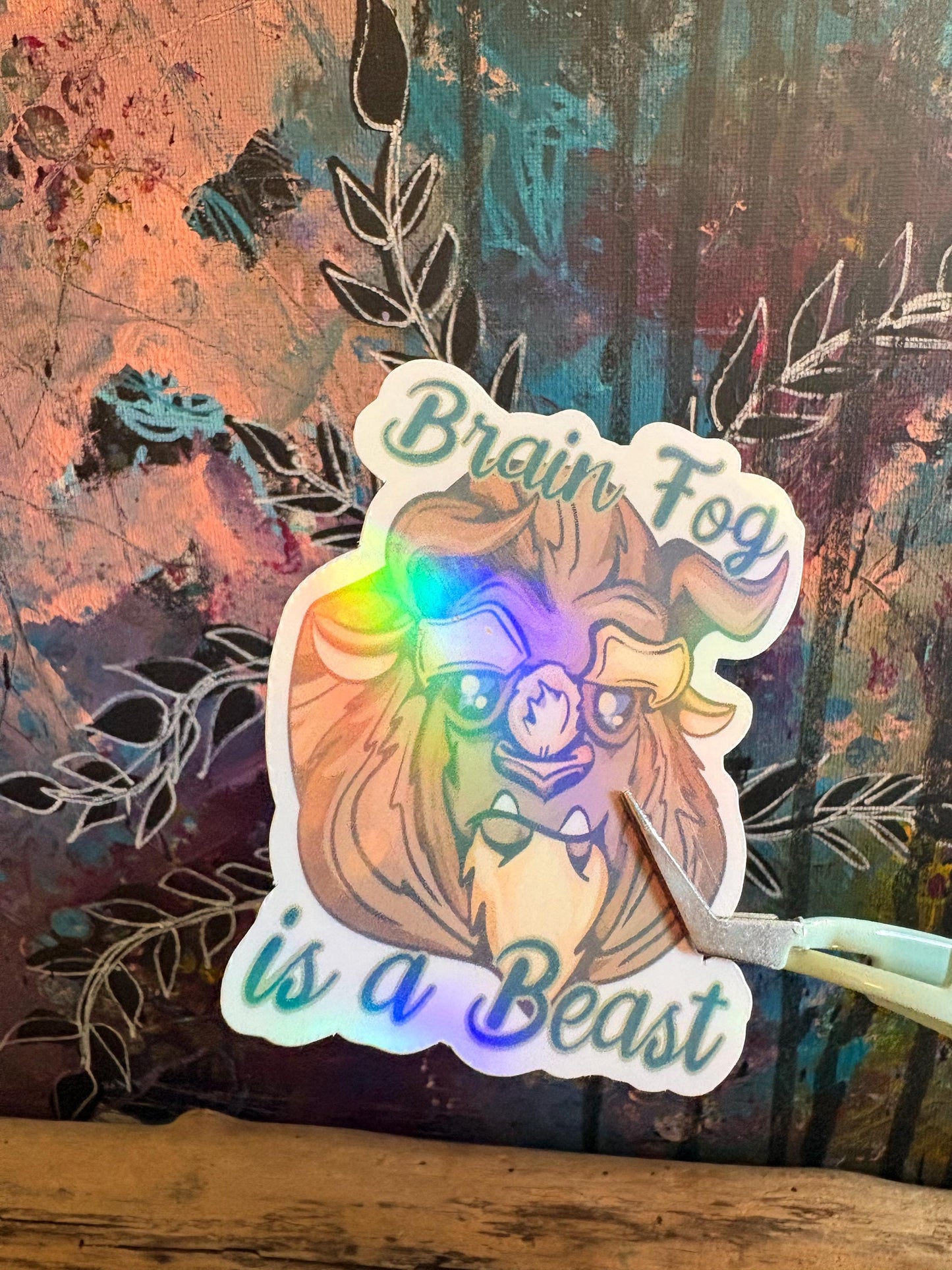Human Drawn Brain Fog Sticker: Handmade Beast Sticker | Chronic Illness Awareness
