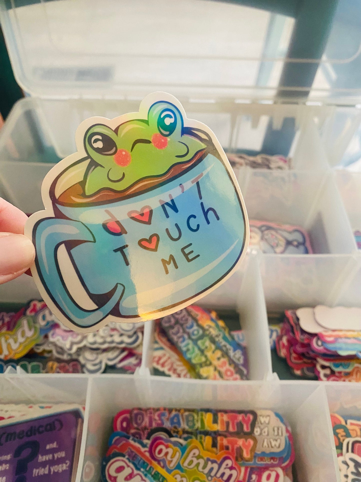 New Don’t Touch Me Frog Sticker | Cute Kawaii Frog Sticker | Neurospicy  Sticker | Frog Sticker | Holographic Sticker | ADHD Sticker