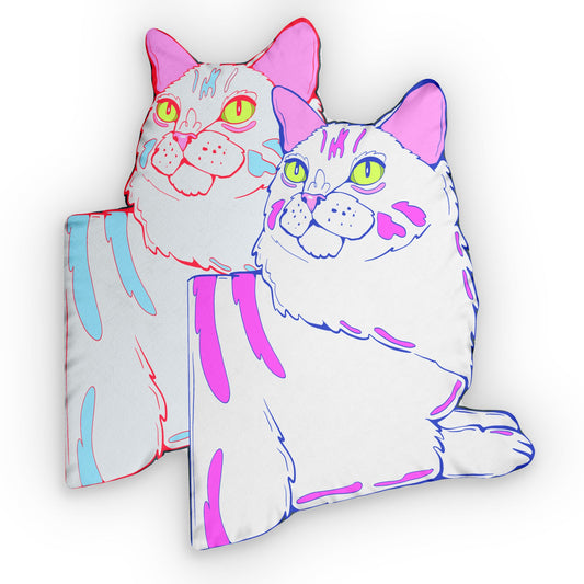 A Tale of Twin Kitties Shaped Pillow