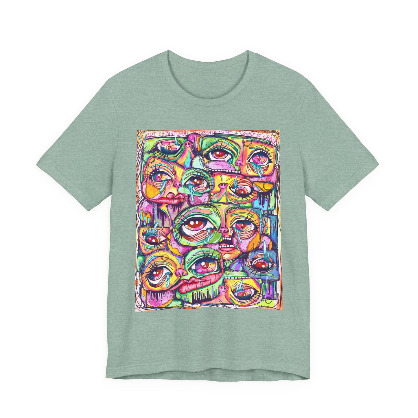 Colorful Chaos of Expressive Faces Unisex Jersey Short Sleeve Tee
