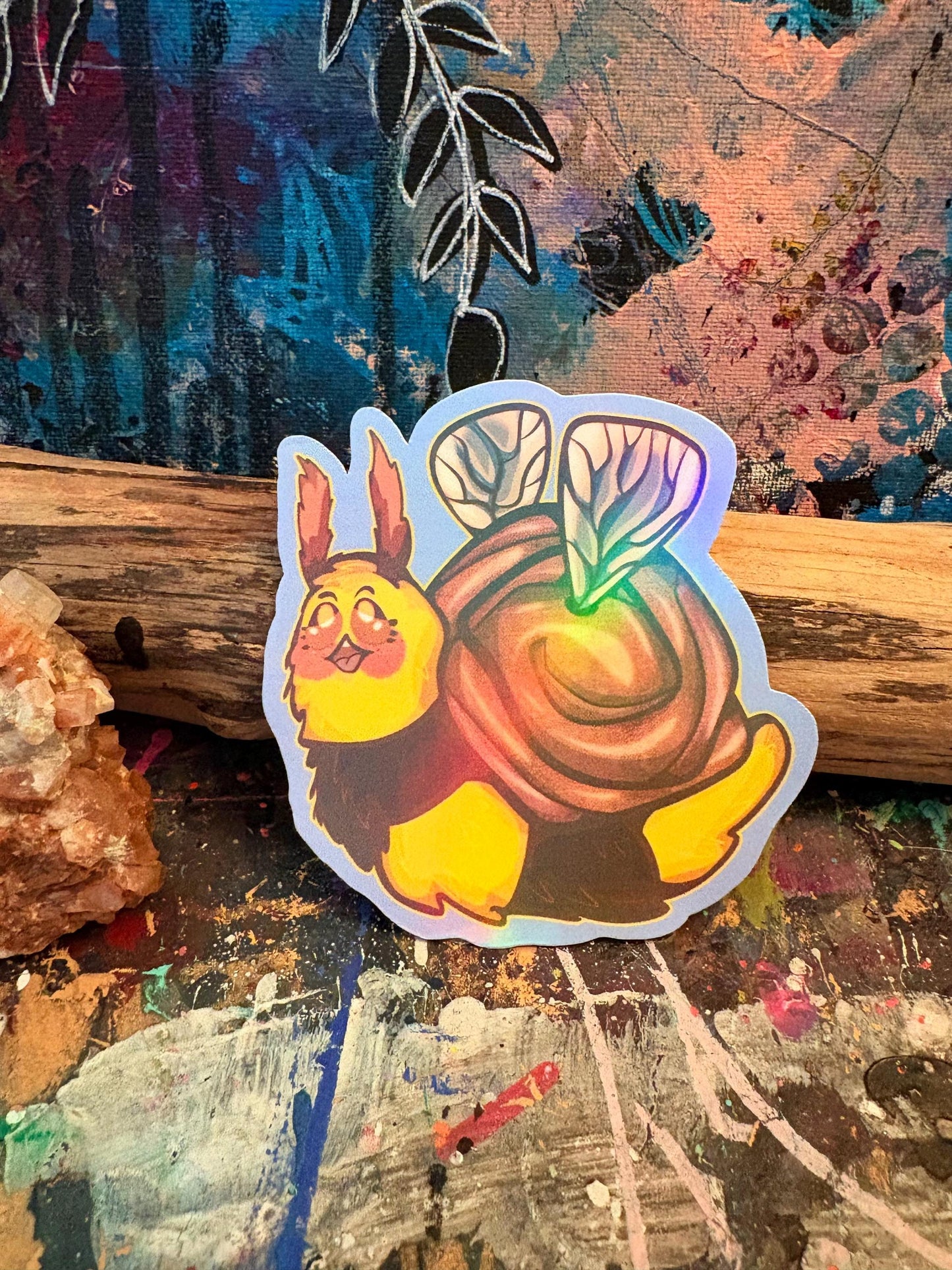 Bee Snail Sticker | Holographic Honeybee Insect Art