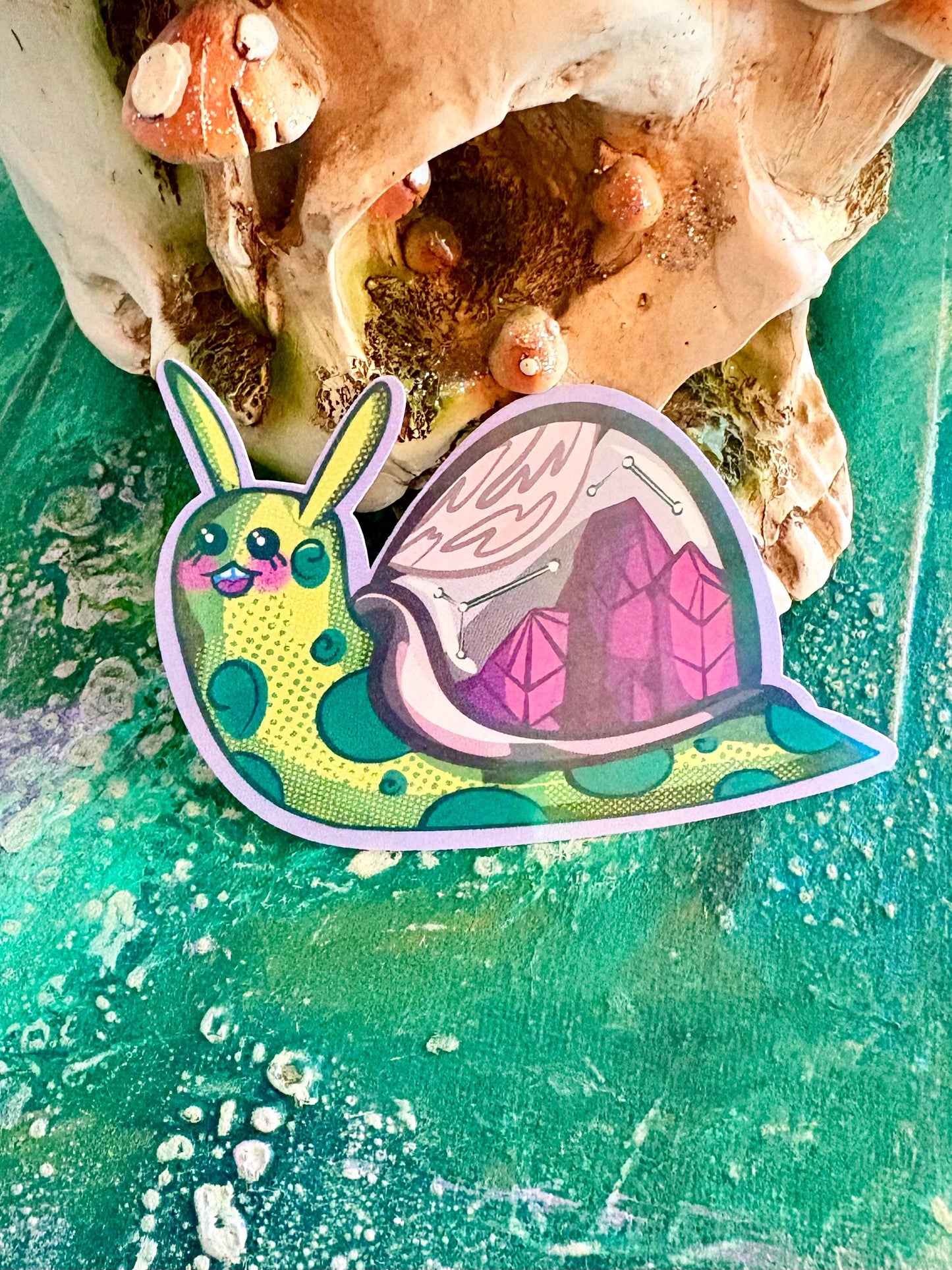Handmade Galaxy Snail Sticker: Holographic Vinyl Snail Sticker