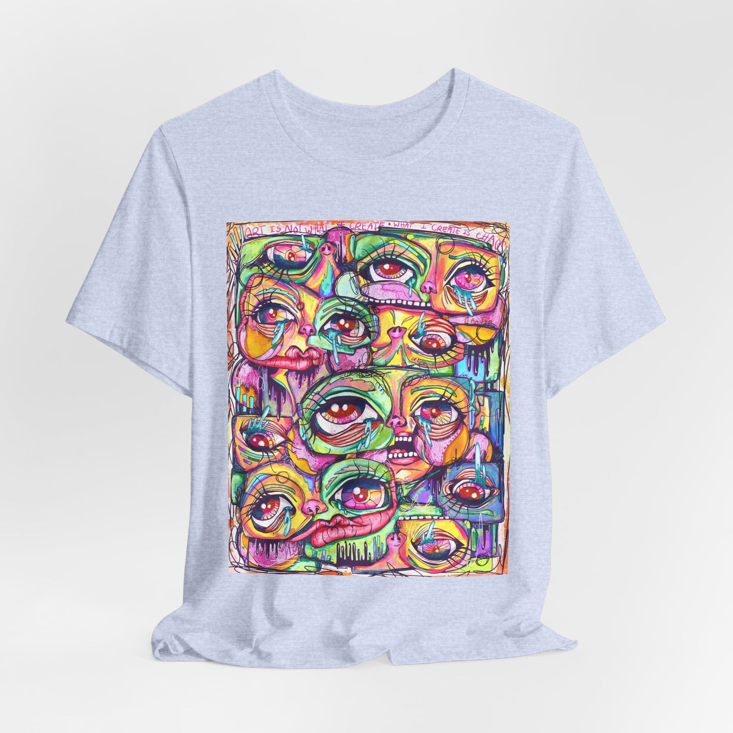 Colorful Chaos of Expressive Faces Unisex Jersey Short Sleeve Tee
