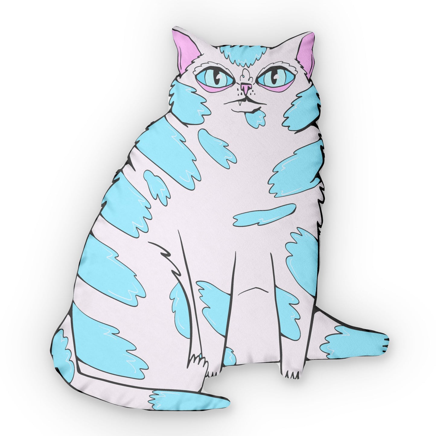 Kinda Shady Aqua Cat Shaped Pillow