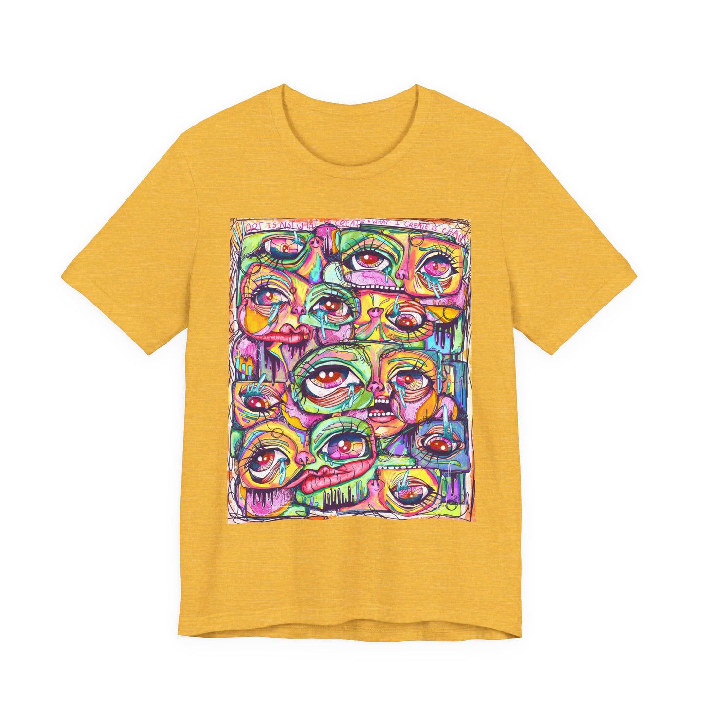 Colorful Chaos of Expressive Faces Unisex Jersey Short Sleeve Tee