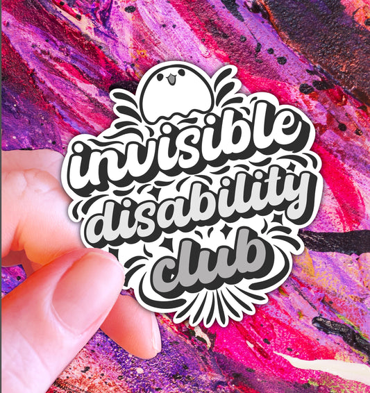 Hand Drawn Spooky Spoonie Holographic Sticker: Invisible Disability Club