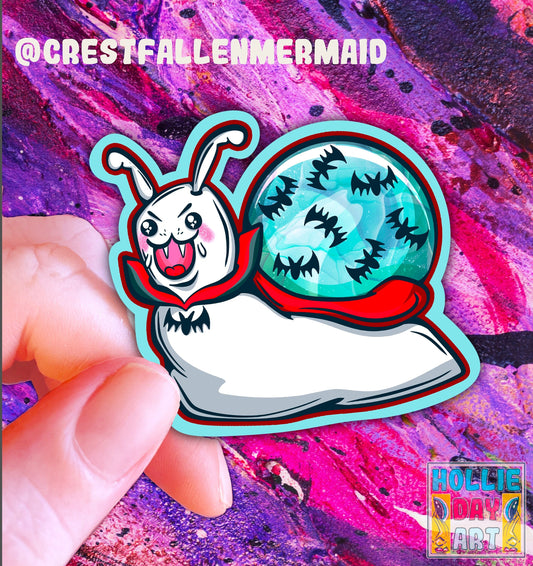 Vampire Snail Sticker: Holographic Vinyl Halloween Decal