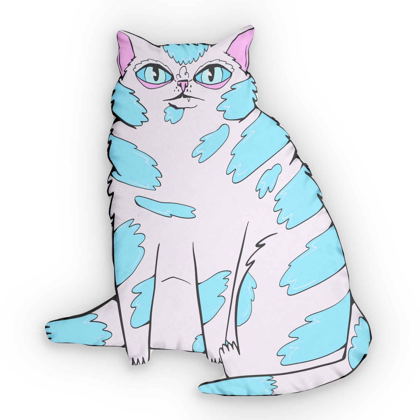 Kinda Shady Aqua Cat Shaped Pillow