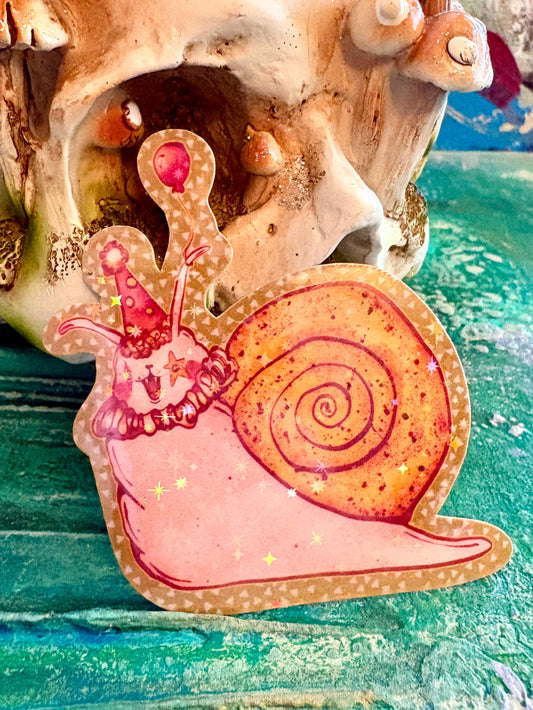 Handmade Clown Snail Sticker (sparkly)