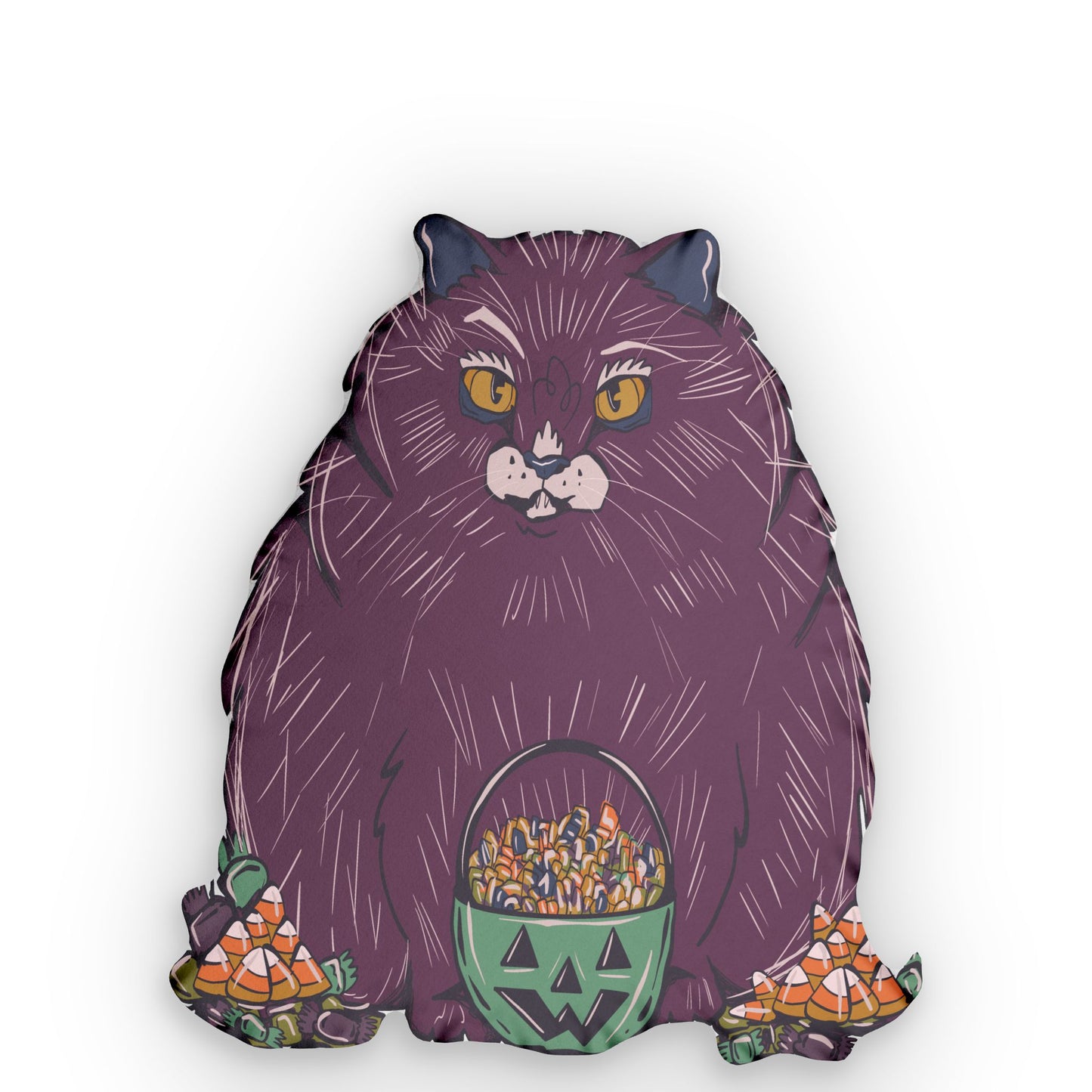 Treat Yourself Halloween Cat Shaped Pillow