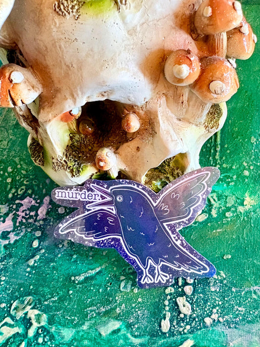 Handmade Crow Sticker: Funny Holographic Bird Art