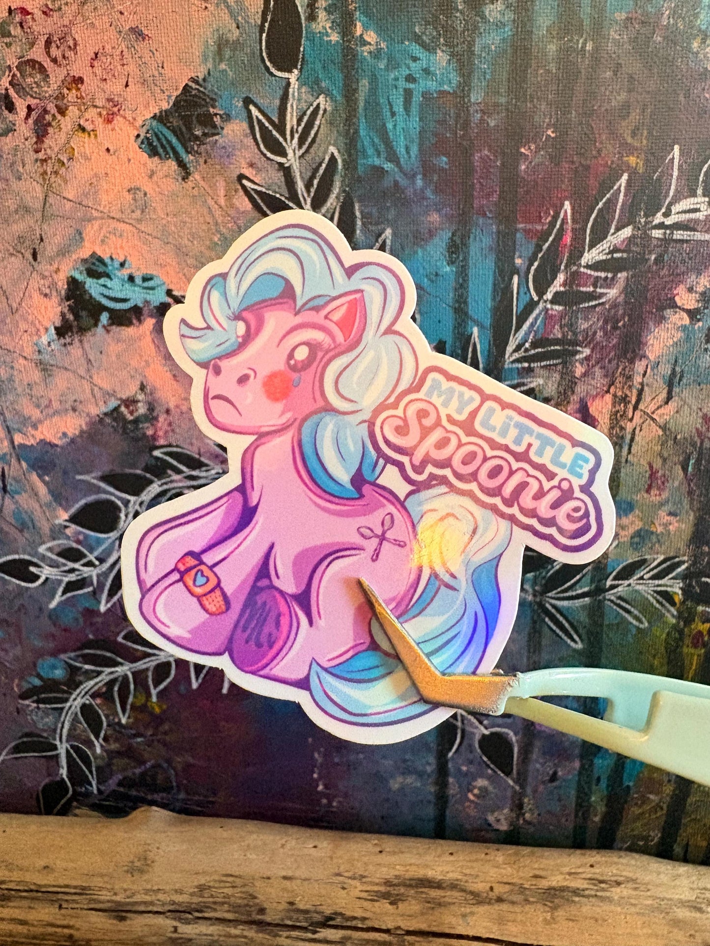 My Little Spoonie Sticker: Chronic Illness Awareness, Purple Pony
