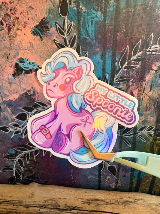 My Little Spoonie Sticker: Chronic Illness Awareness, Purple Pony