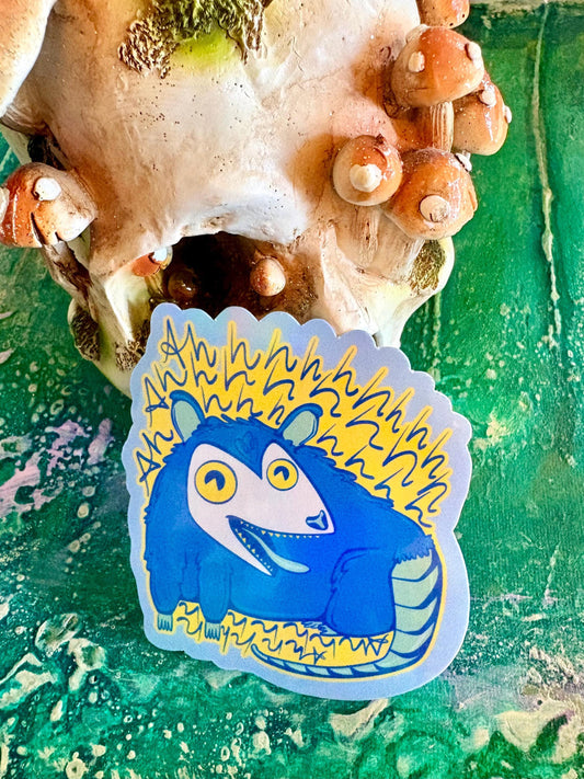 Ahhhhhhh Blue Possum Anxiety Sticker: Hand-Drawn Mental Health Art | Hollie Day Artist