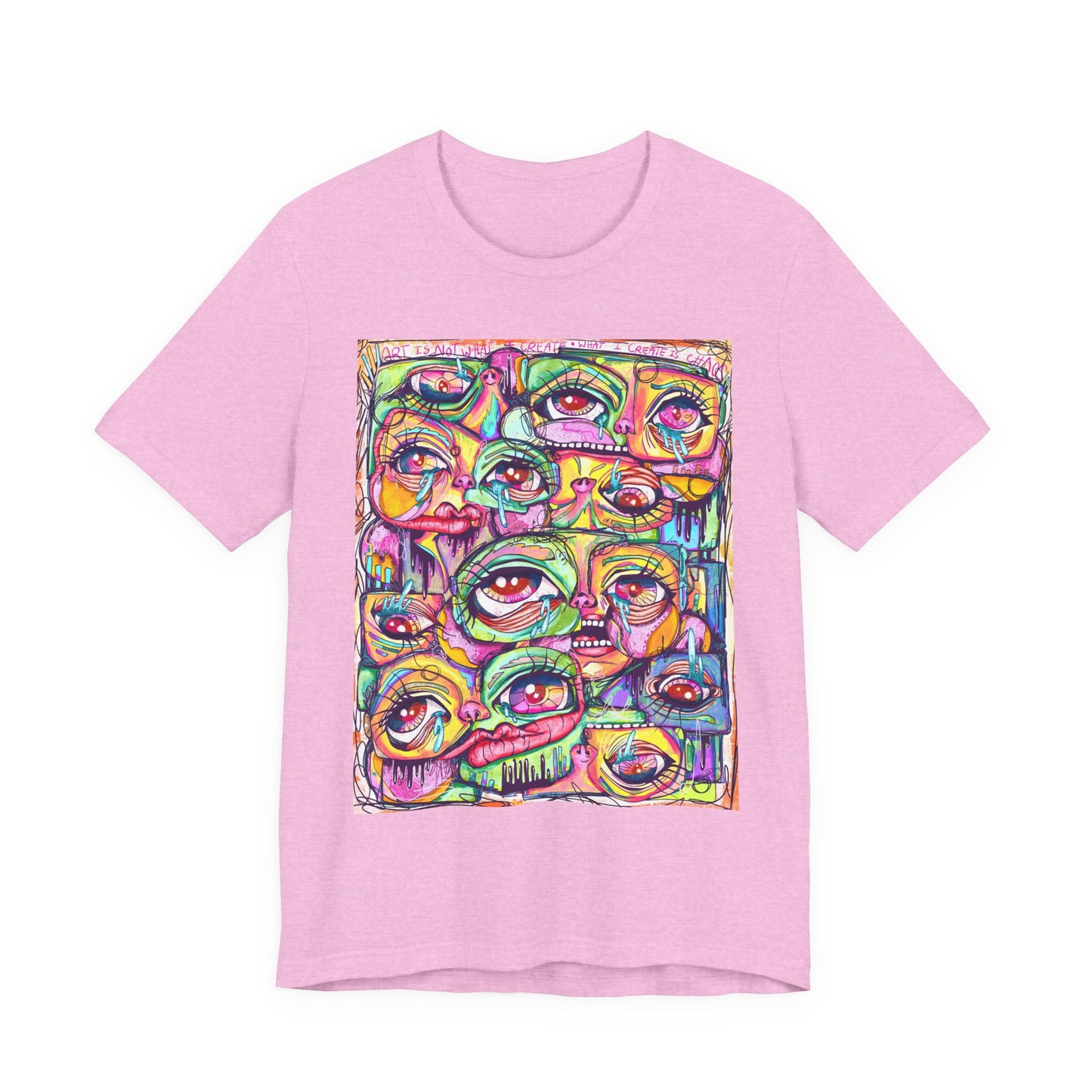 Colorful Chaos of Expressive Faces Unisex Jersey Short Sleeve Tee