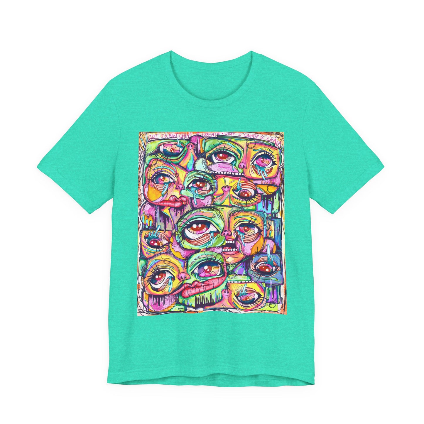 Colorful Chaos of Expressive Faces Unisex Jersey Short Sleeve Tee