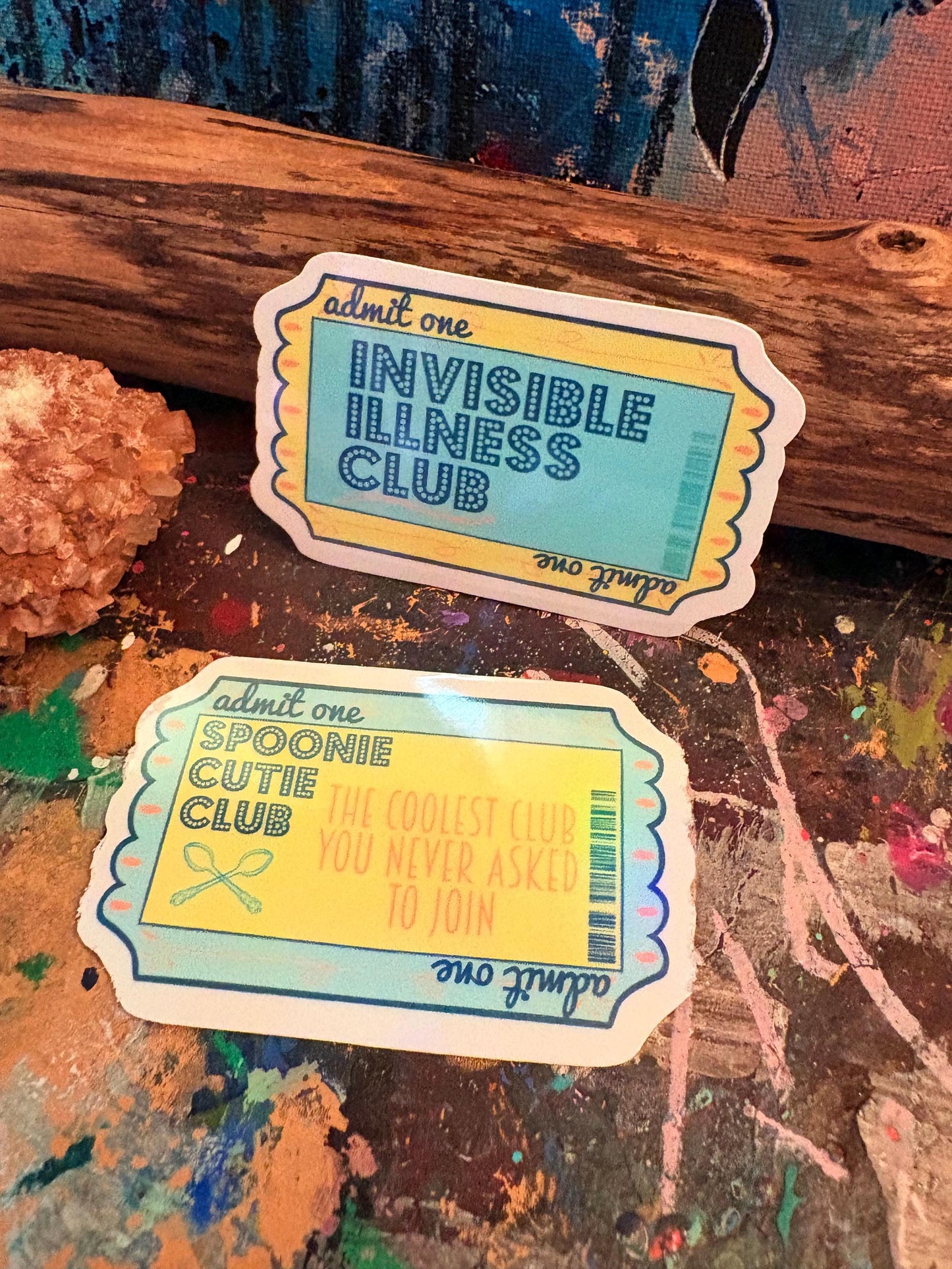 Handmade Sparkly Spoonie Sticker Set: Holographic Invisible Illness Awareness