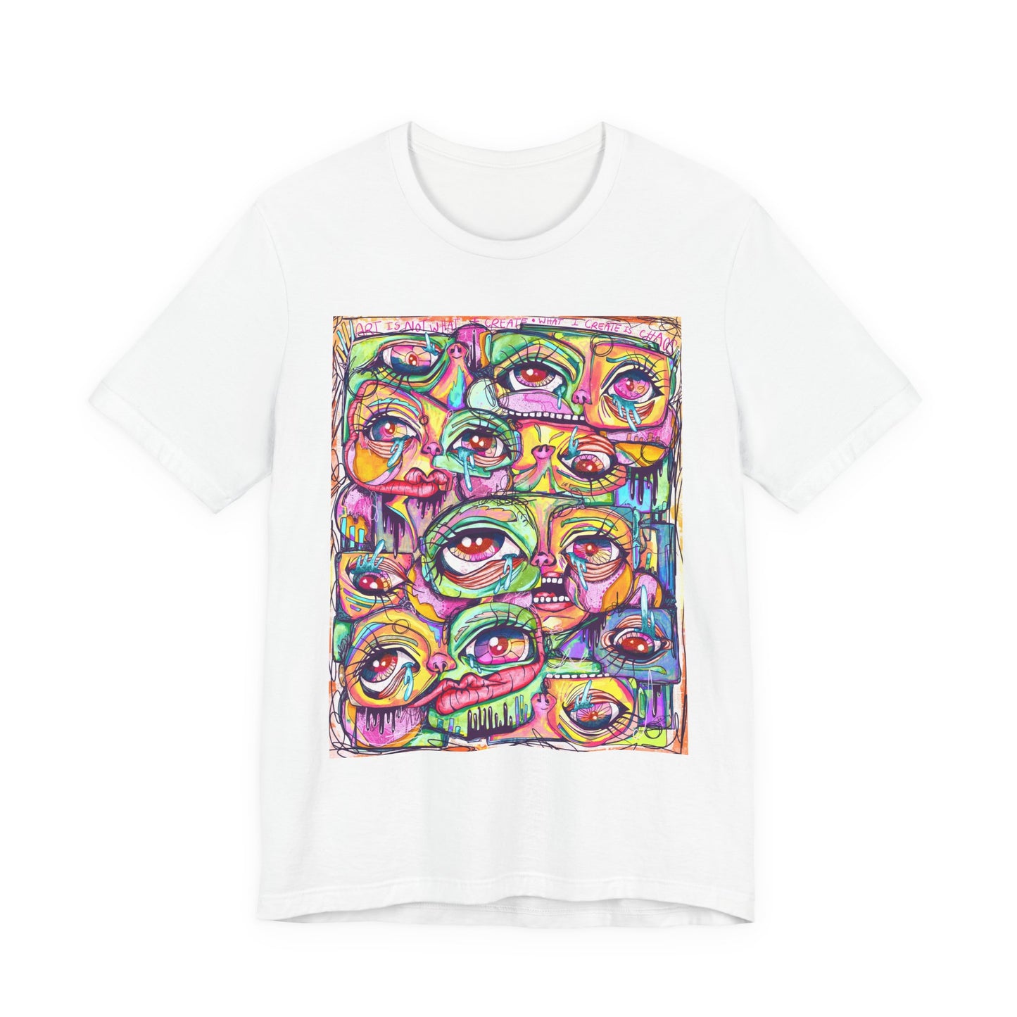 Colorful Chaos of Expressive Faces Unisex Jersey Short Sleeve Tee