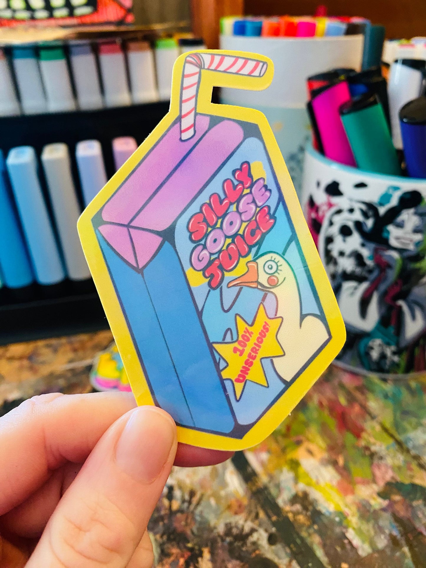 Handmade Silly Goose Juice Sticker