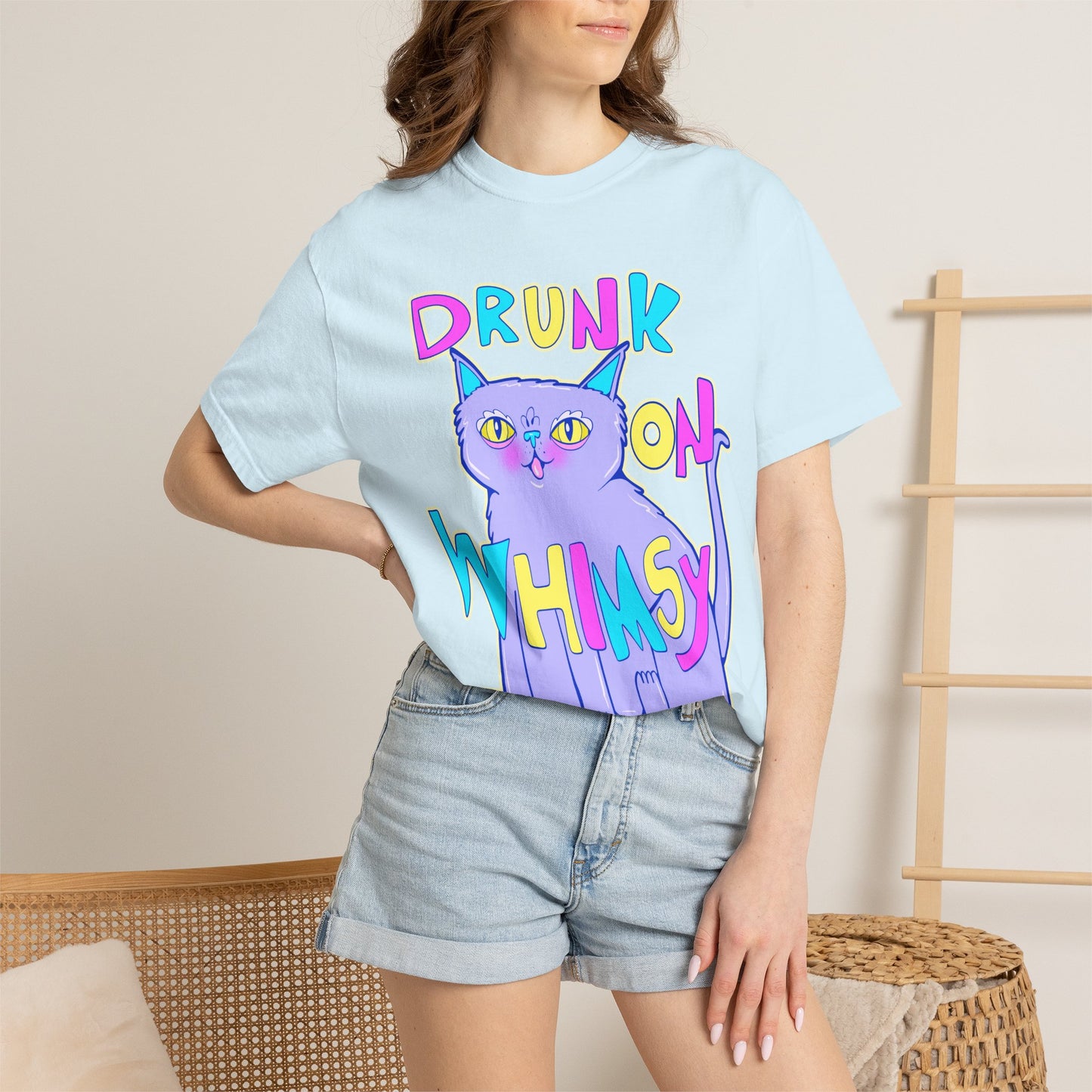 Drunk On Whimsy Cat Tee - Unisex Garment-Dyed T-shirt