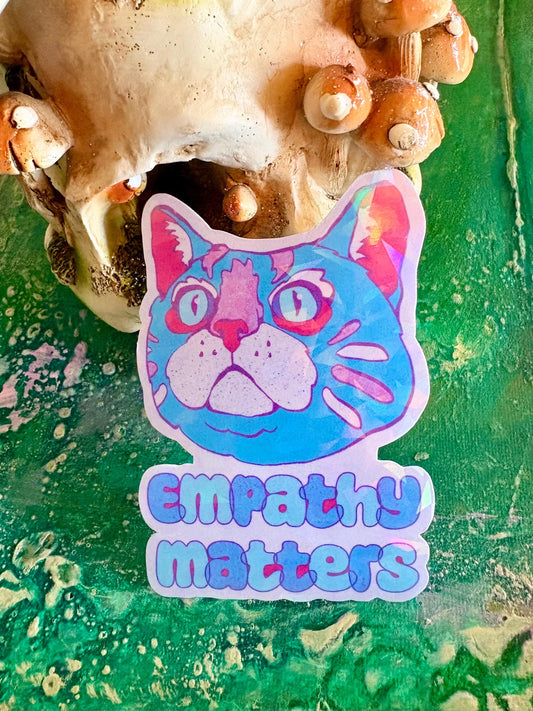 Handmade Sparkly Empathy Matters Cat Sticker