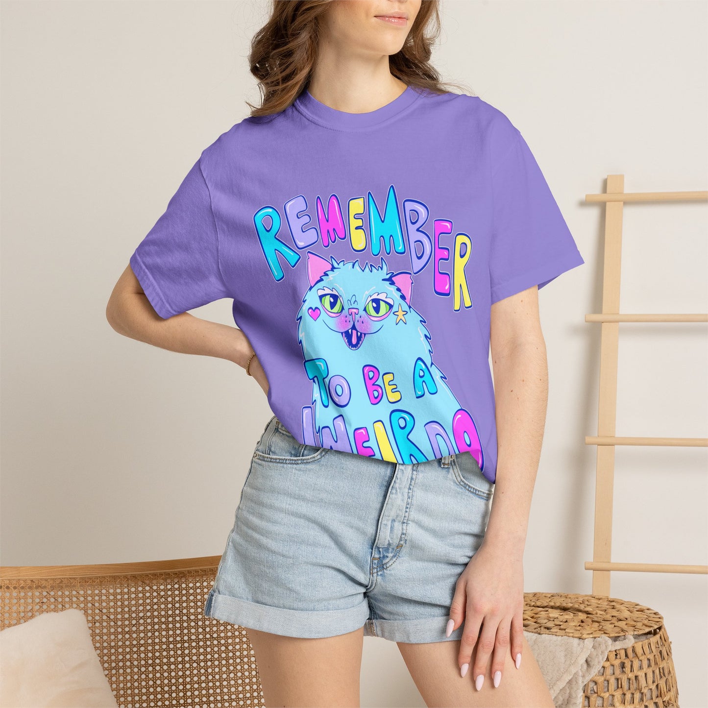 Remember To Be A Weirdo Cat Tee - Unisex Garment-Dyed T-shirt