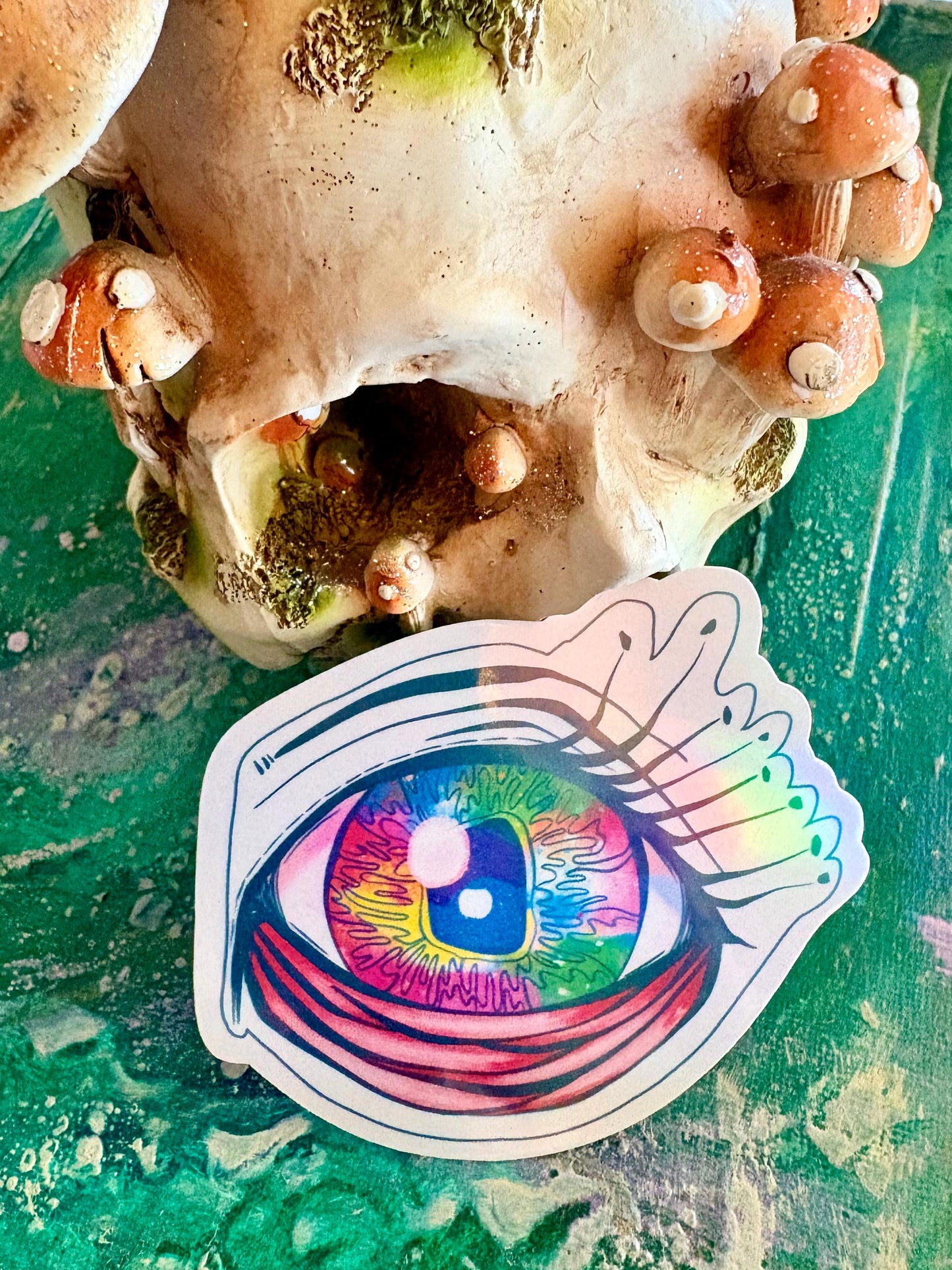 Hand-Drawn Rainbow Eye Sticker | Art Decal, Water Resistant, Rainbow Pride Eye