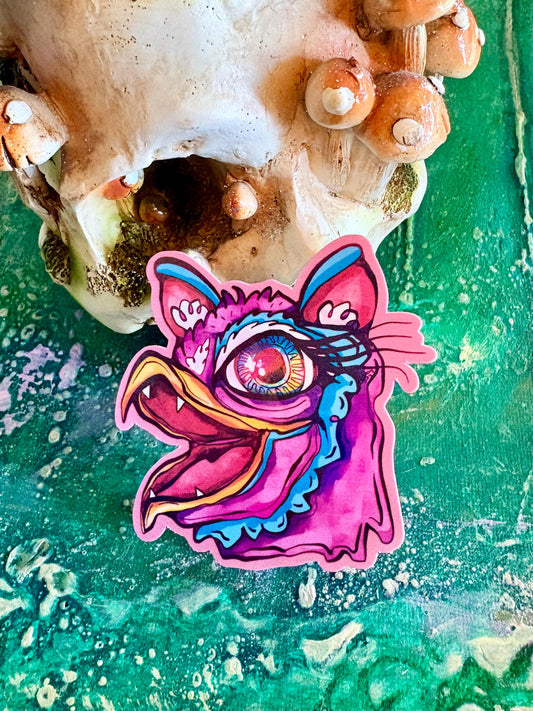 Weird Birb Sticker | Furby Inspired Nostalgia Art | Holographic Vinyl Decal