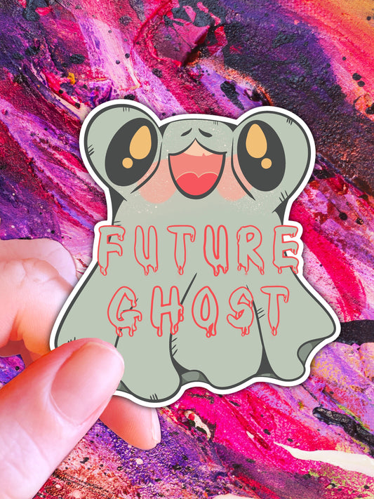 Hand Drawn Ghost Sticker - Holographic Frog Sticker: Handmade Spooky Art