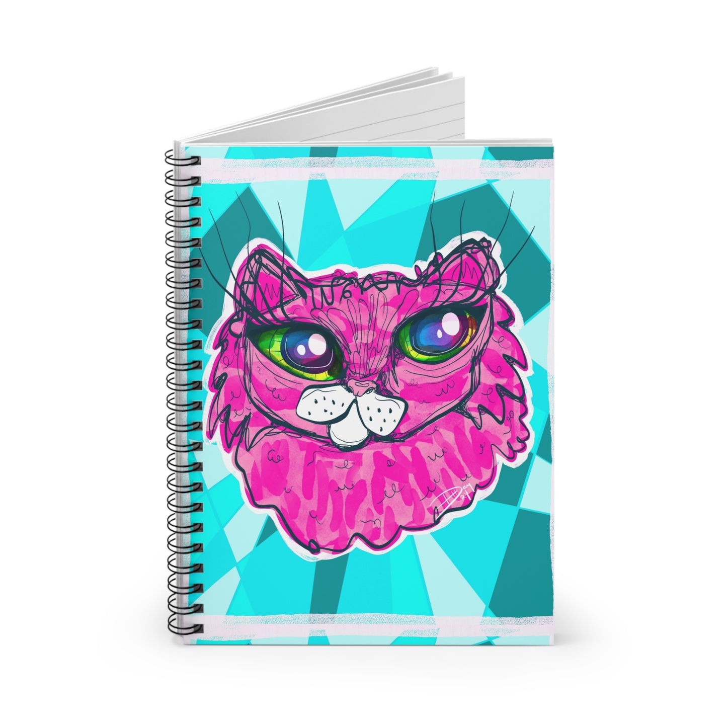 Pretty Pink Cat Spiral Notebook - Ruled Line