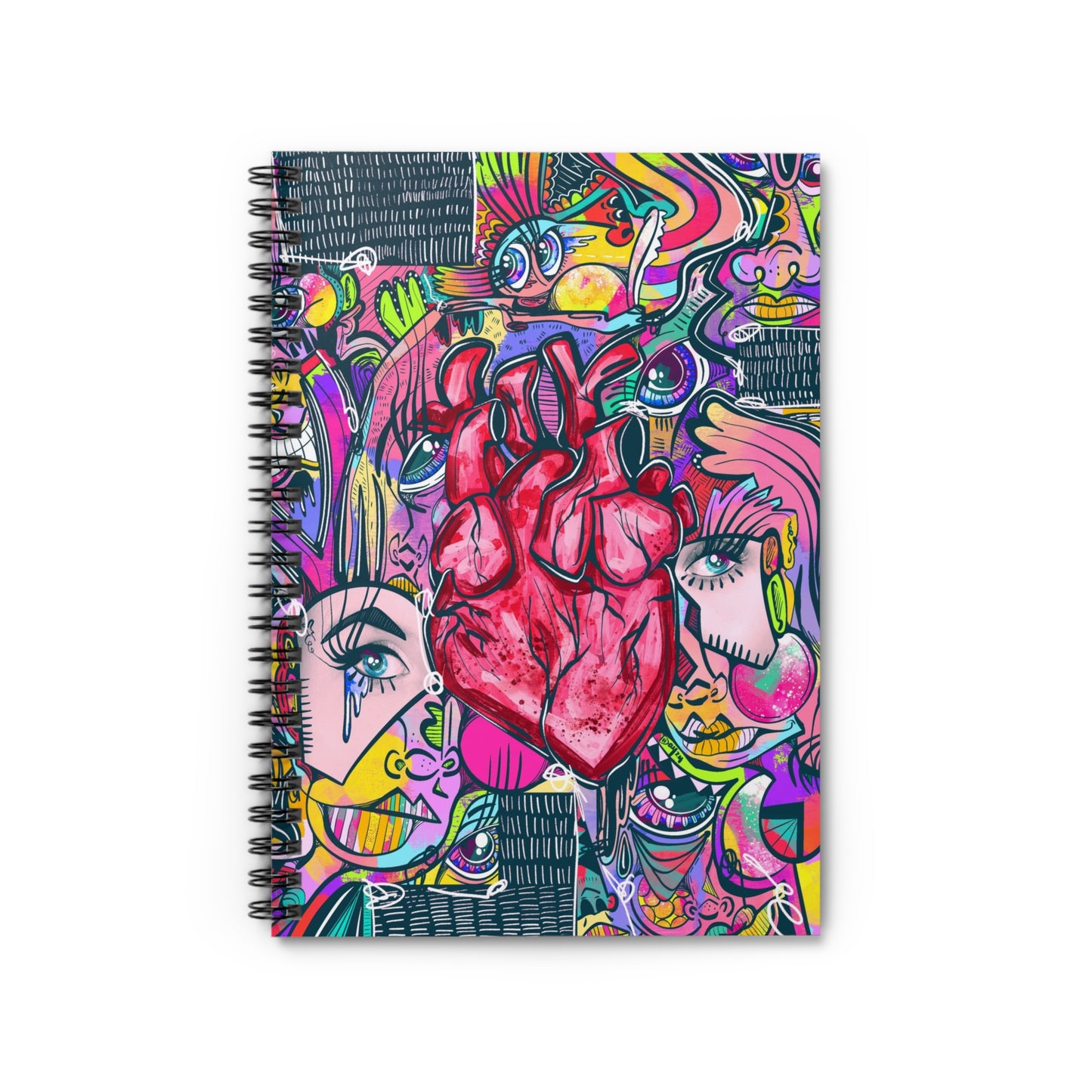 Rainbow Hearts Cubism Spiral Notebook - Ruled Line
