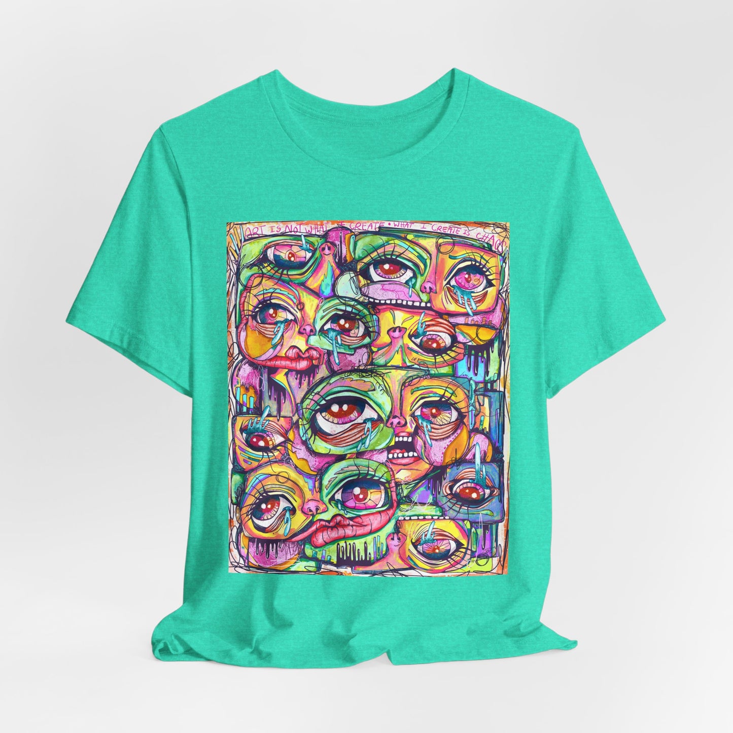 Colorful Chaos of Expressive Faces Unisex Jersey Short Sleeve Tee