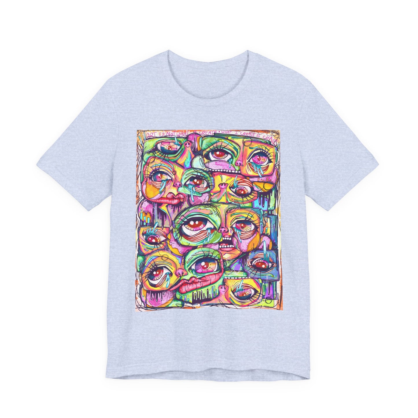 Colorful Chaos of Expressive Faces Unisex Jersey Short Sleeve Tee