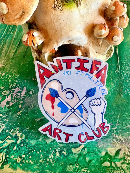 Handmade Sparkly Antifa Art Club Sticker