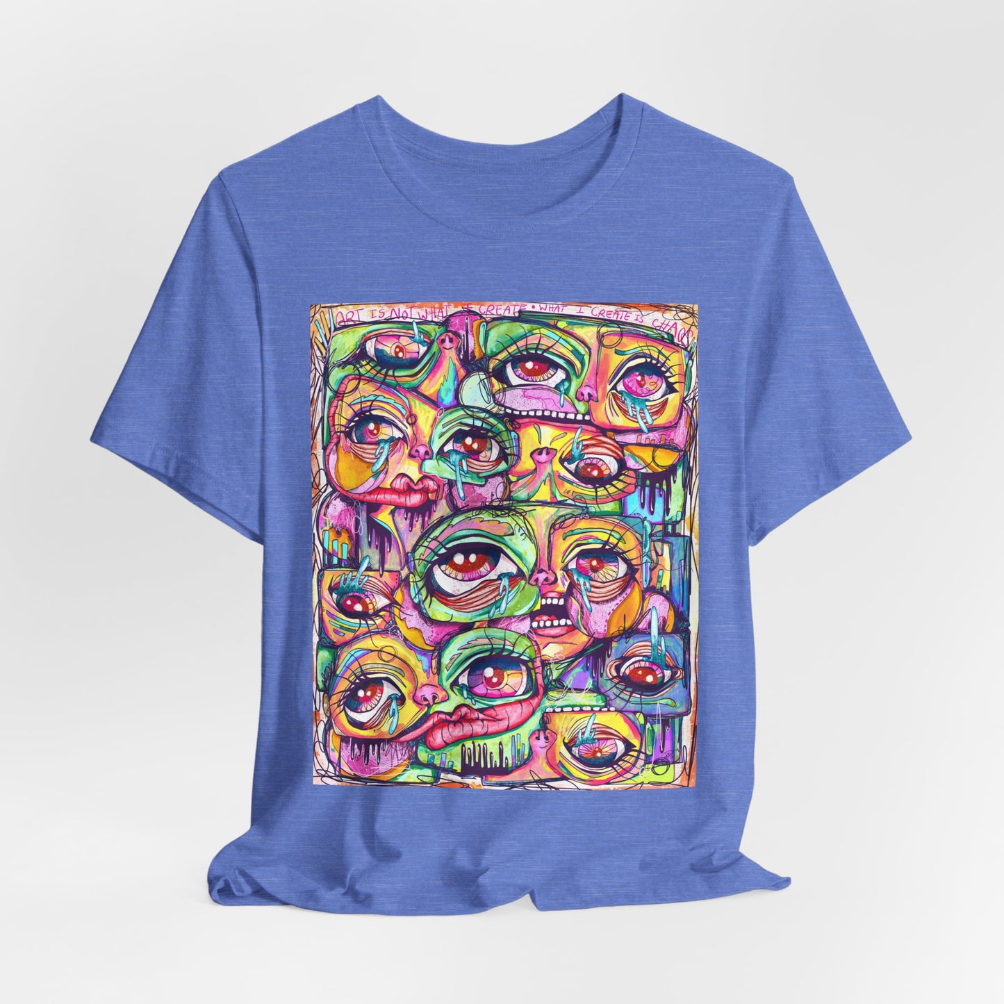 Colorful Chaos of Expressive Faces Unisex Jersey Short Sleeve Tee