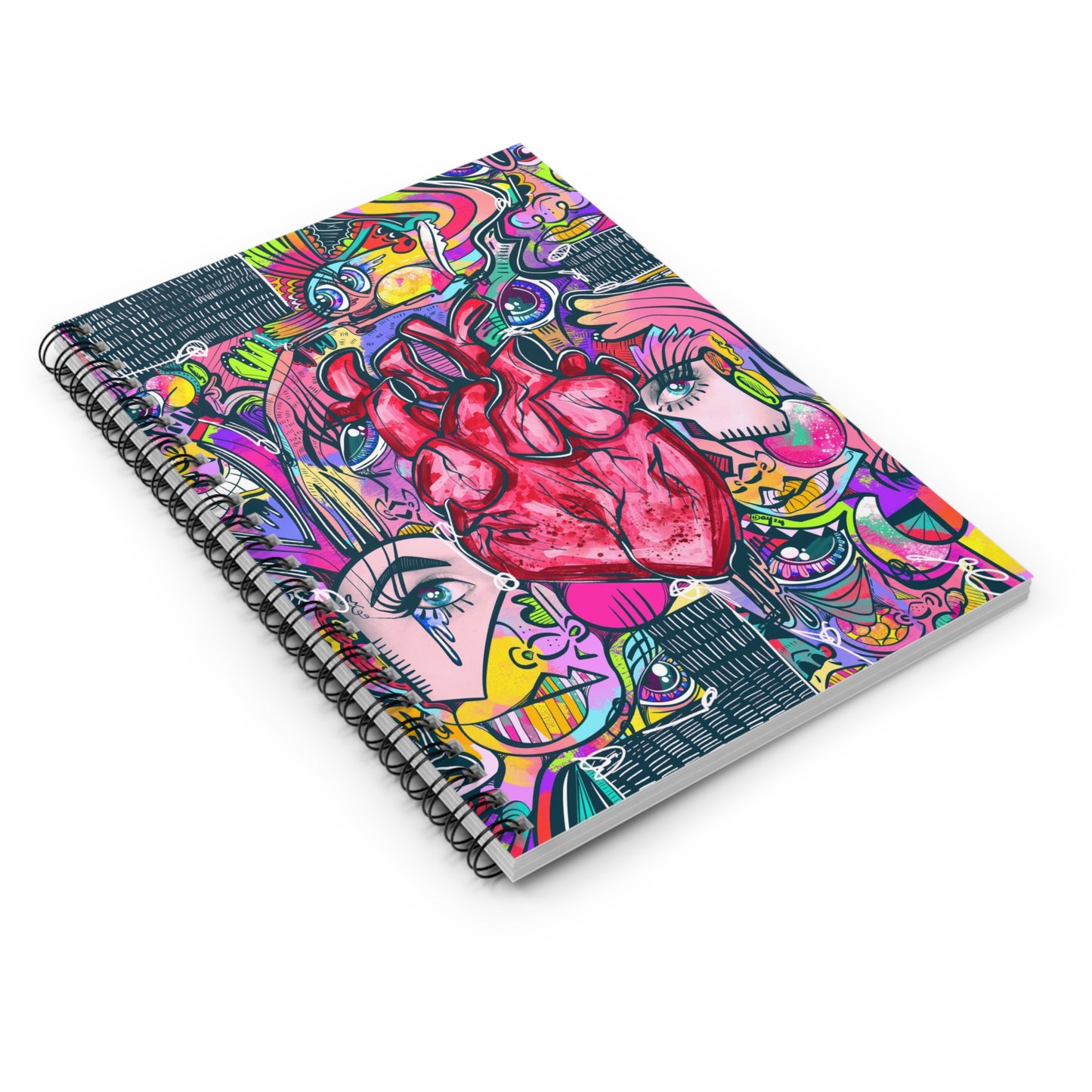 Rainbow Hearts Cubism Spiral Notebook - Ruled Line