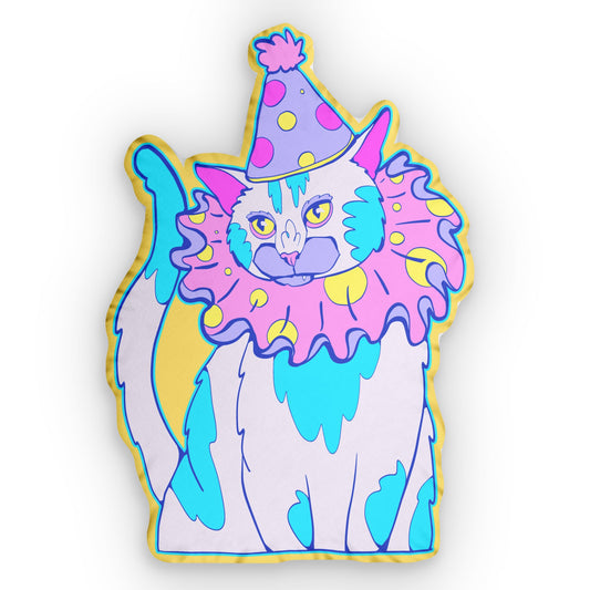 Sad Clown Cat Shaped Pillow